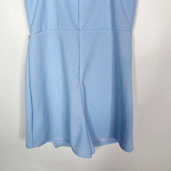 Blue Blush Small S Blue Wrap Front Dress with Shorts Romper Square Neck Cocktail - Picture 7 of 9